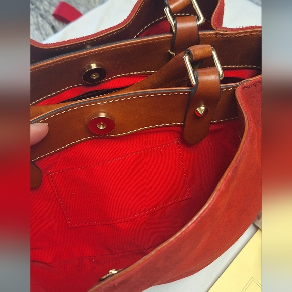 Dooney & Bourke Red Suede Satchel - Picture 10 of 13
